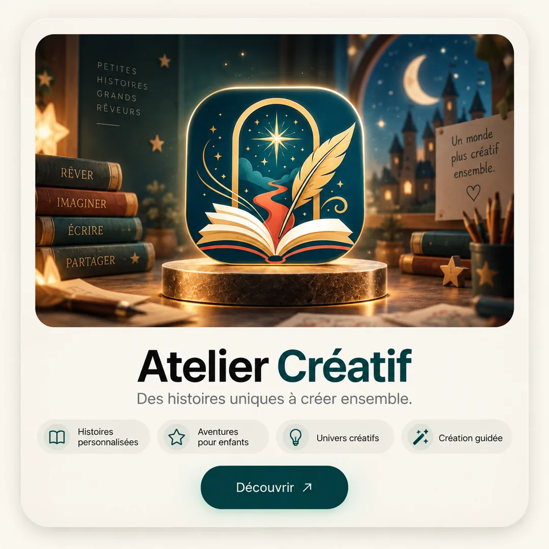 Atelier Créatif — des histoires uniques à créer ensemble.