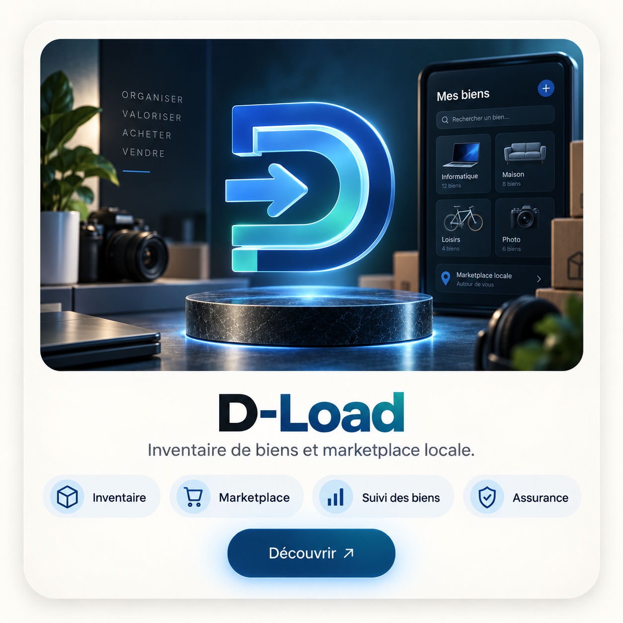 D-Load — inventaire de biens et marketplace locale.