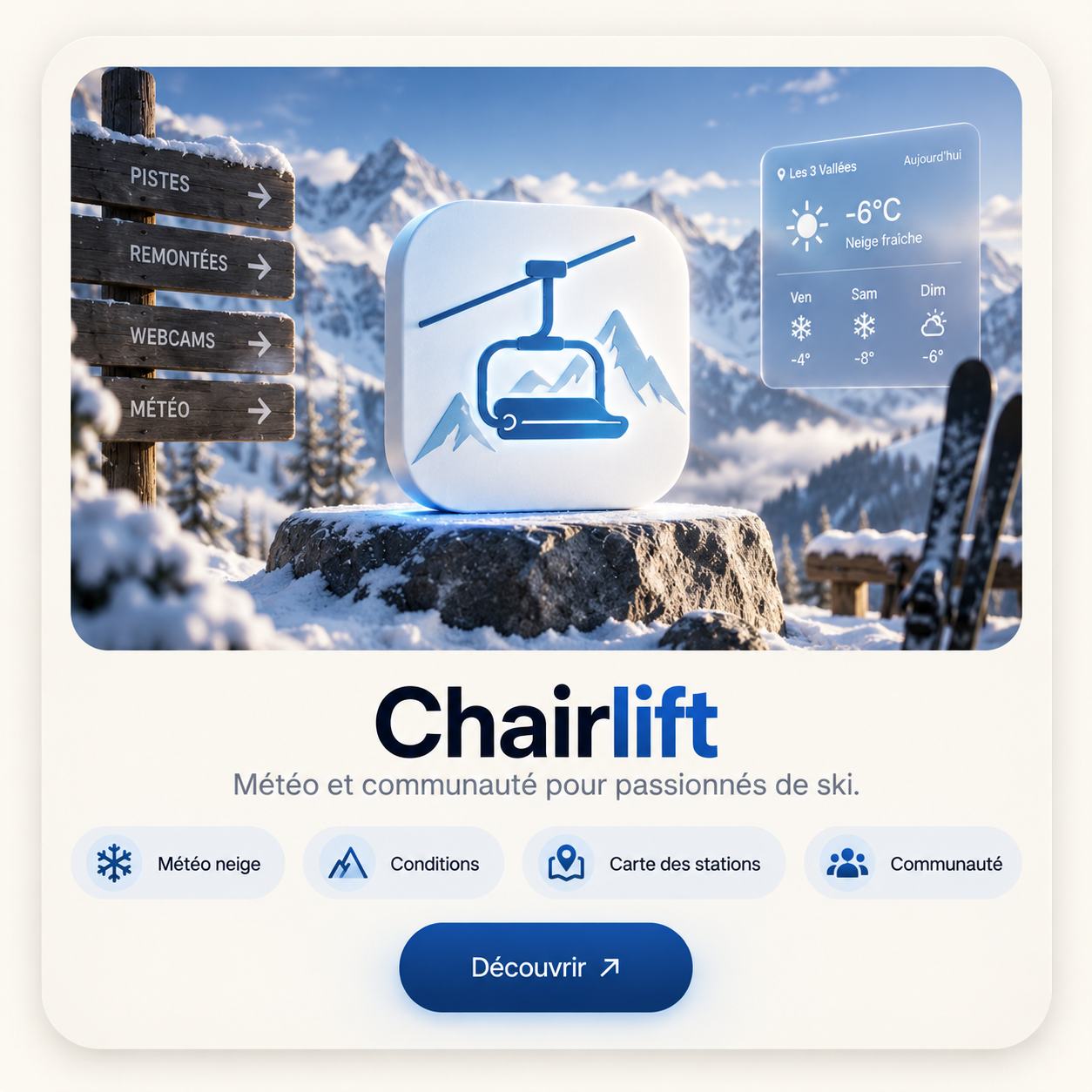 Chairlift — météo et communauté pour passionnés de ski.